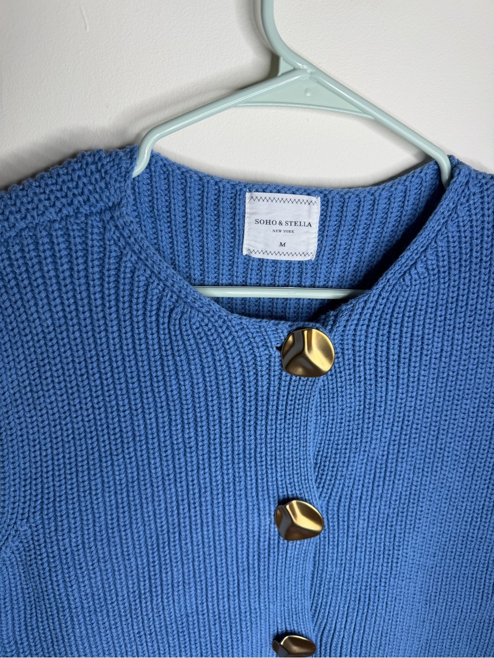 Soho & Stella Blue Knit Button Vest - Picture 2 of 3